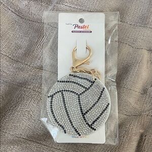 Pastel Rhinestone Volleyball Keychain - Black, Silver, and Gold nwt